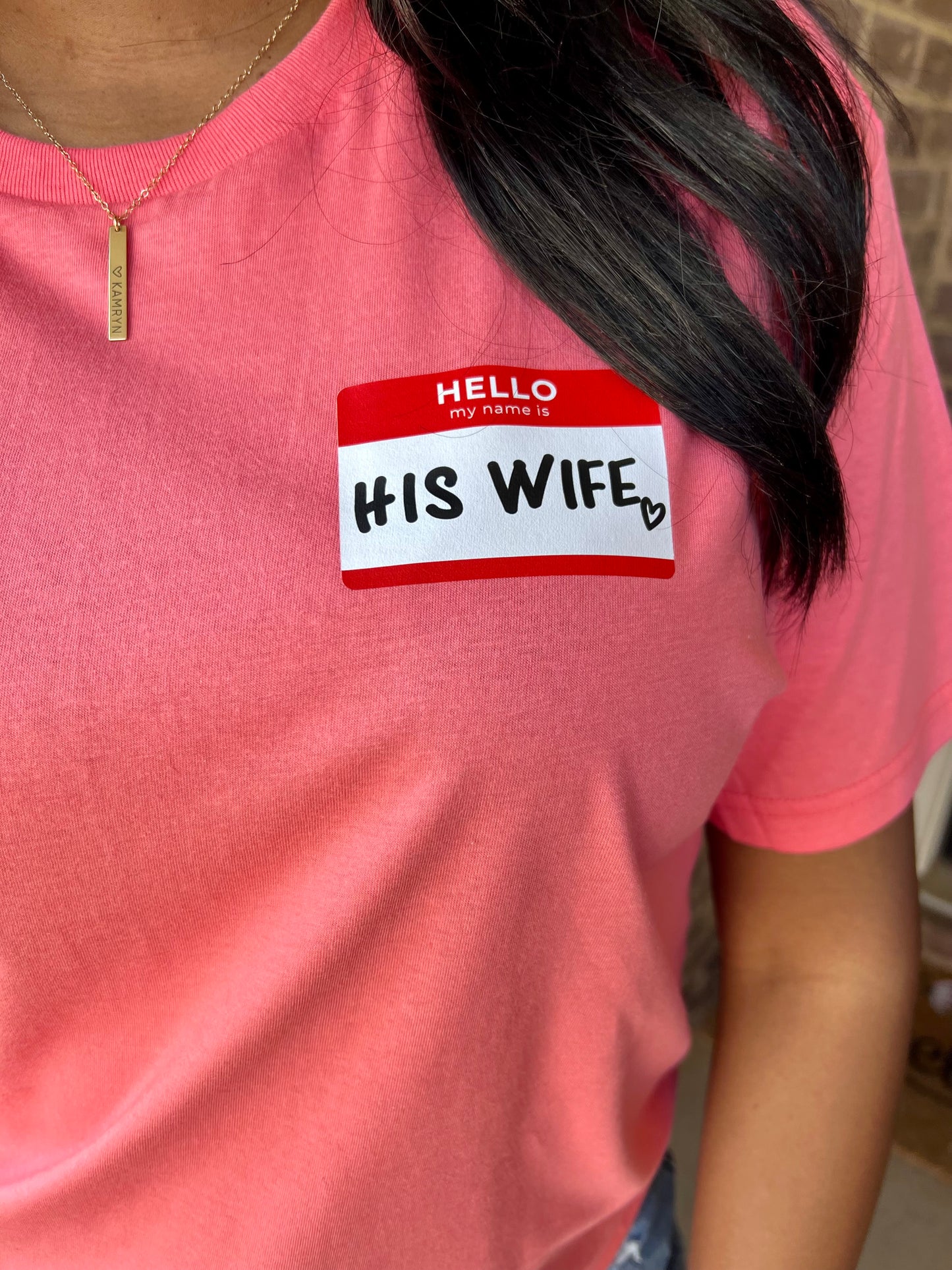 CORAL ‘HIS WIFE’ STICKER TEE