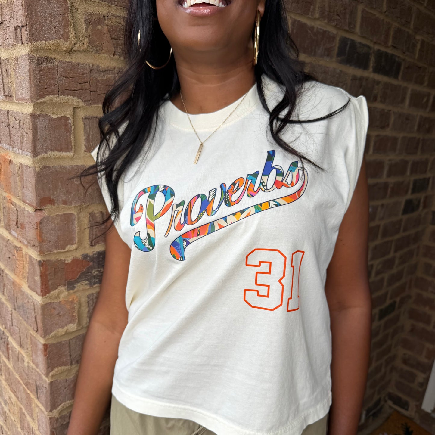FADED IVORY PROVERBS 31 MUSCLE TEE