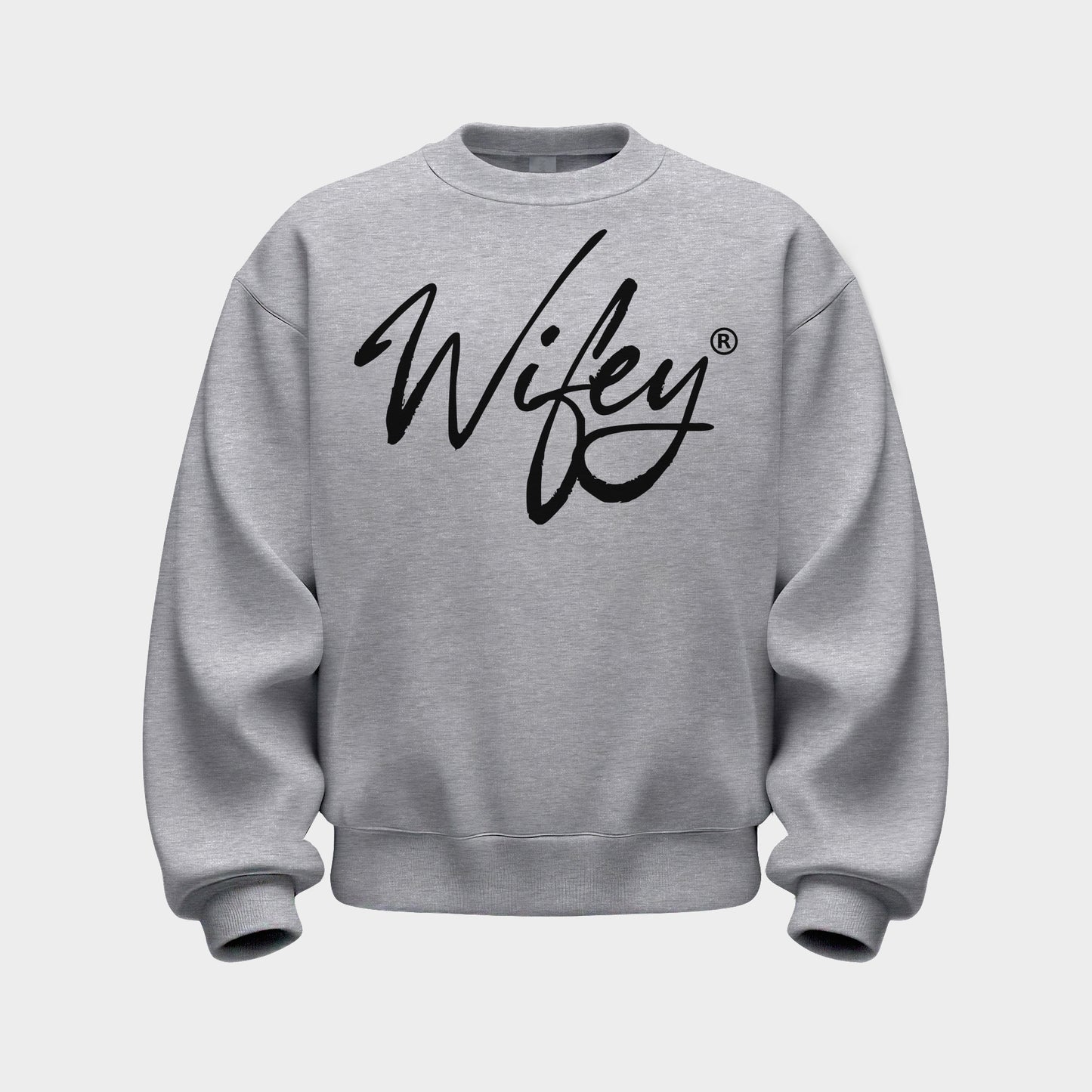 SPORT GREY BRUSHED WIFEY SCRIPT CREWNECK SWEATSHIRT