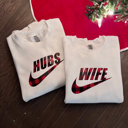 BUFFALO PLAID HUBS/WIFE COUPLES SWEATSHIRTS