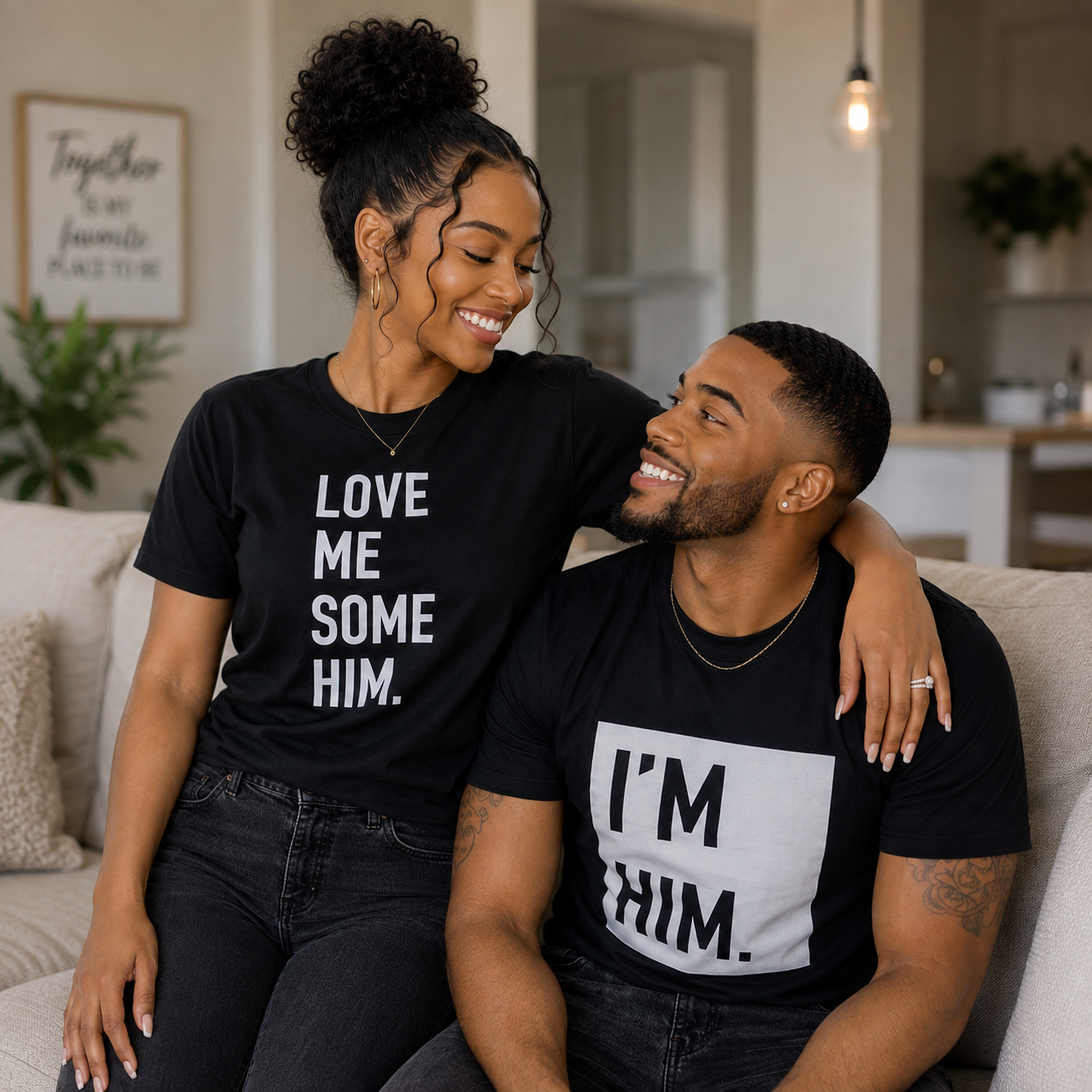 BLACK ‘LOVE HIM’ COUPLES SET