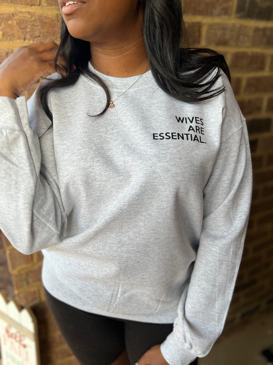 ASH/BLACK ‘WIVES ARE ESSENTIAL’ CREWNECK SWEATSHIRT