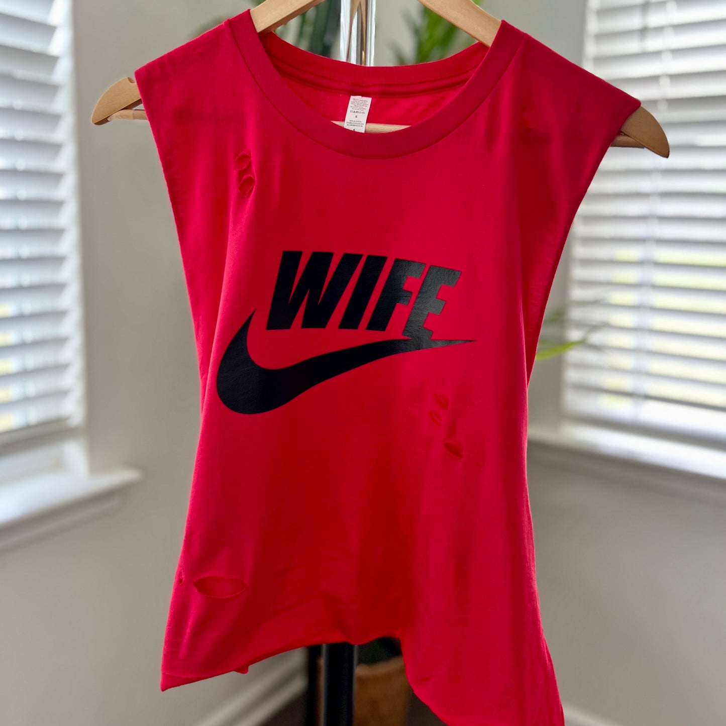 RED PORSCHE WIFE SPORT RAW EDGE MUSCLE TANK
