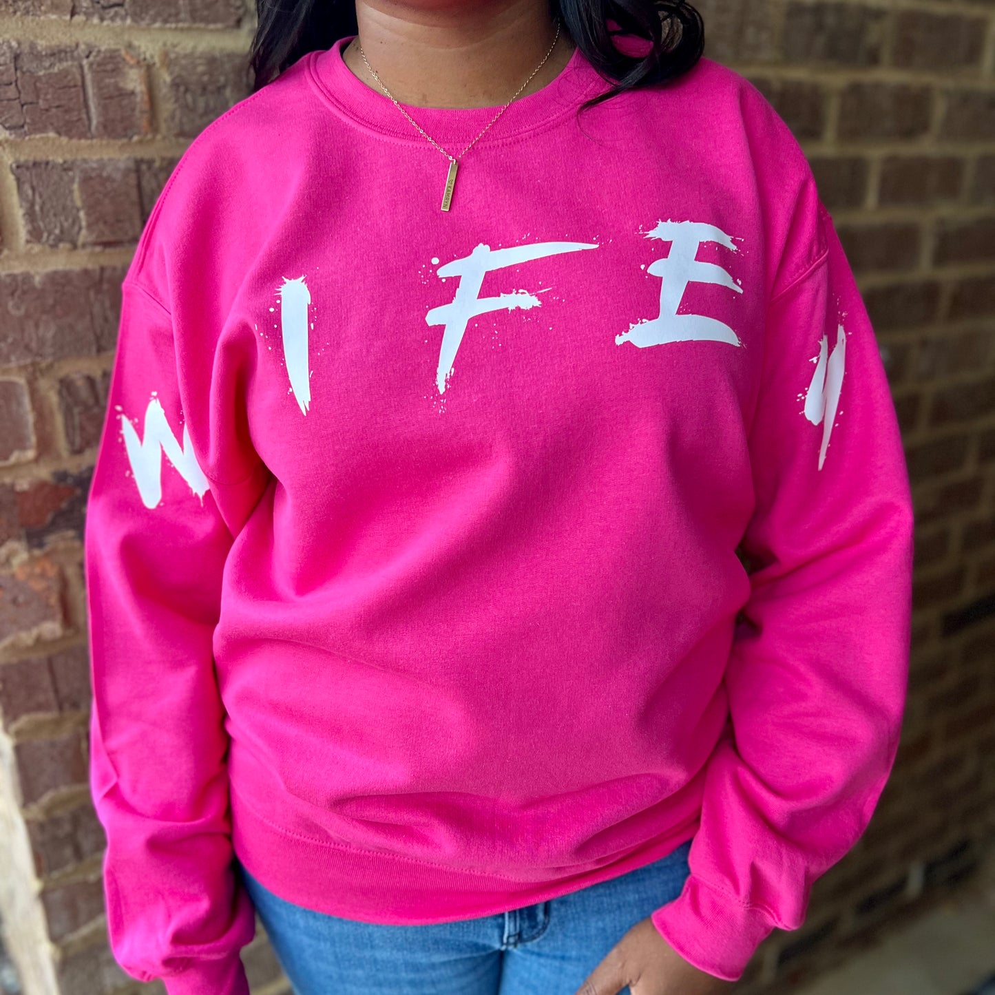 HOT PINK WIFEY SPLATTER SWEATSHIRT