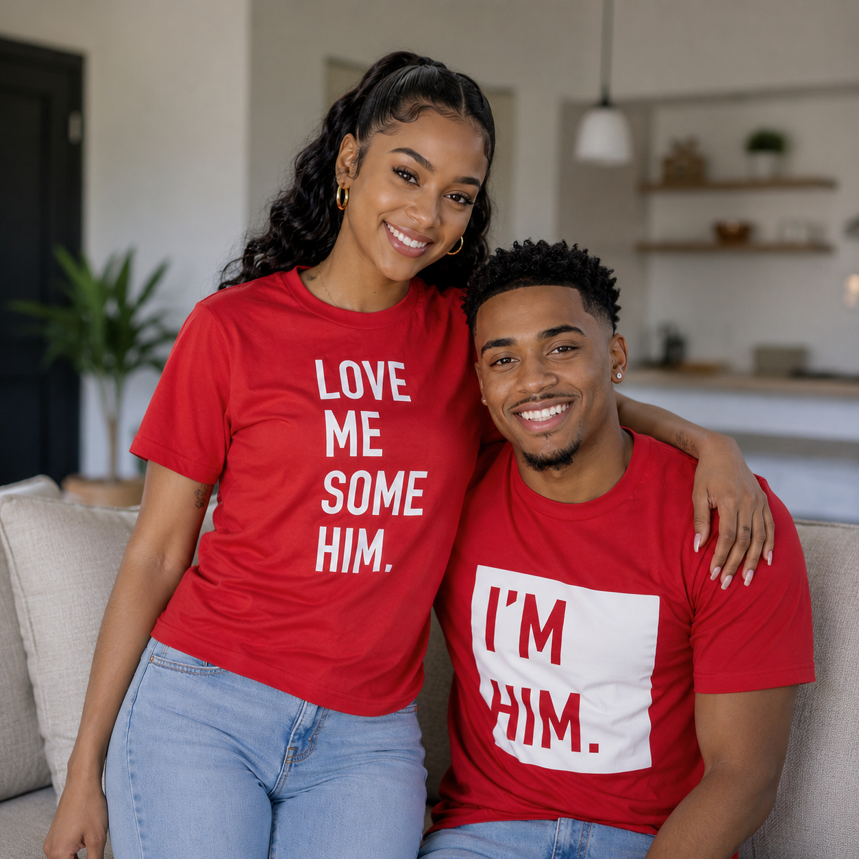 RED ‘LOVE HIM’ COUPLES SET
