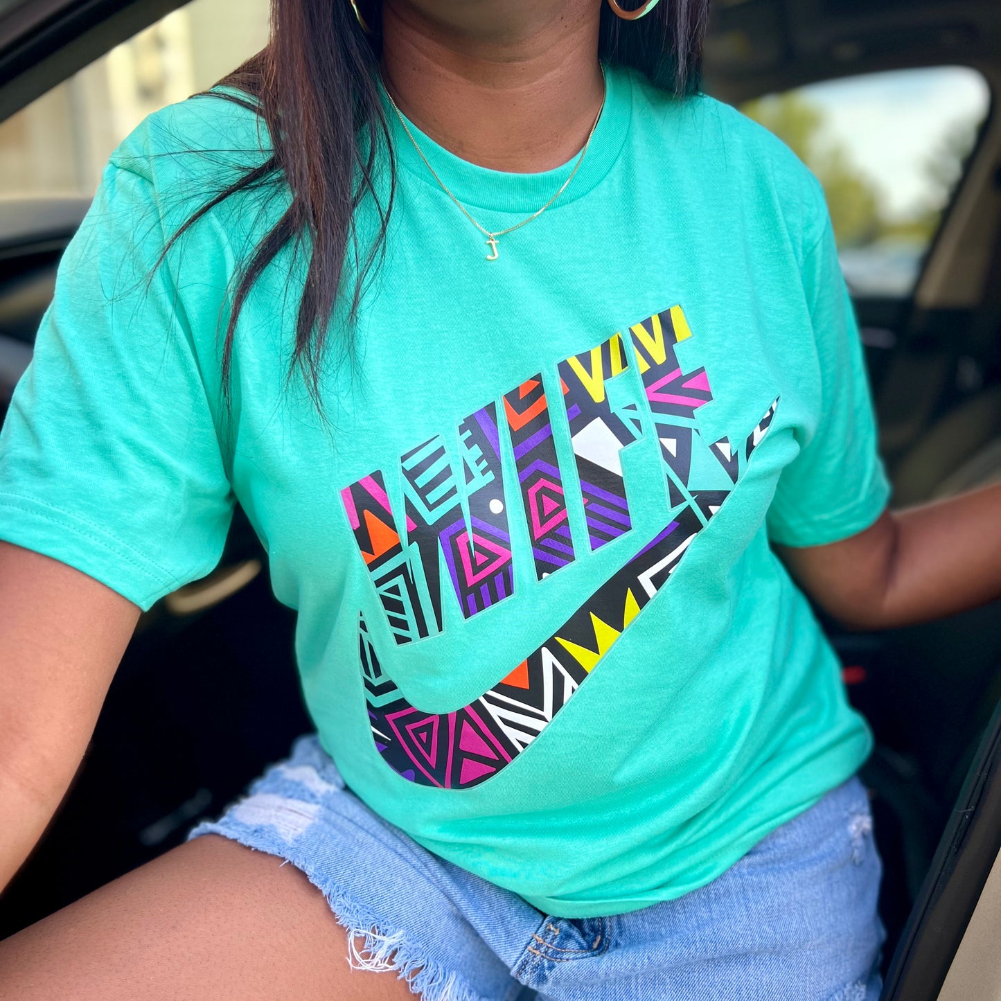 NATURAL OVERSIZED ABSTRACT MINT WIFE SPORT PRINT