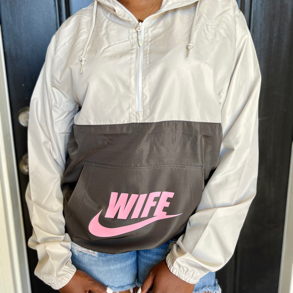 GREY/GRAPHITE/PINK LIGHTWEIGHT QTR ZIP WIFE WINDBREAKER PULLOVER JACKET