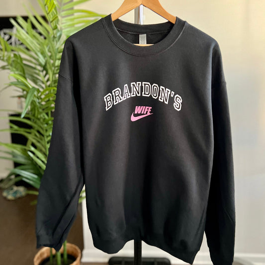 GALLERY COLLECTION: CUSTOM NAME WIFE SPORT SWEATSHIRT (WHITE/PINK)