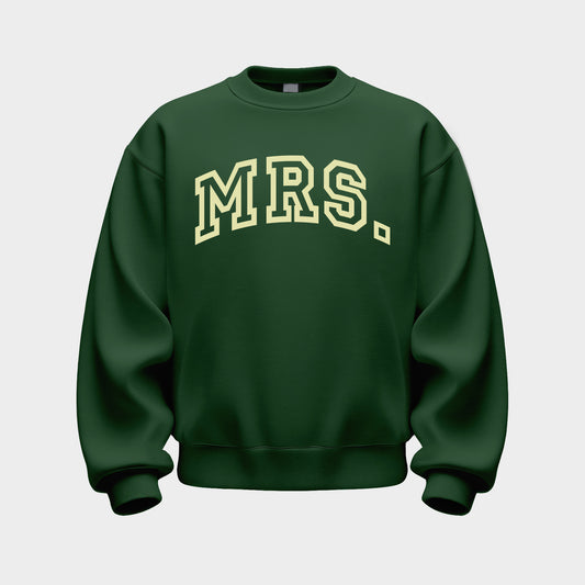 FOREST/CREAM MRS. CREWNECK SWEATSHIRT