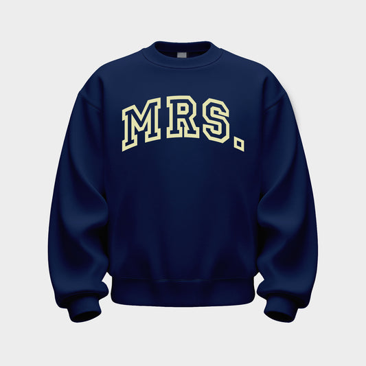 NAVY/CREAM MRS. CREWNECK SWEATSHIRT