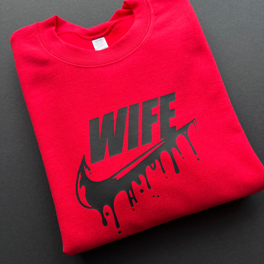 RED/BLACK WIFE DRIP CREWNECK SWEATSHIRT