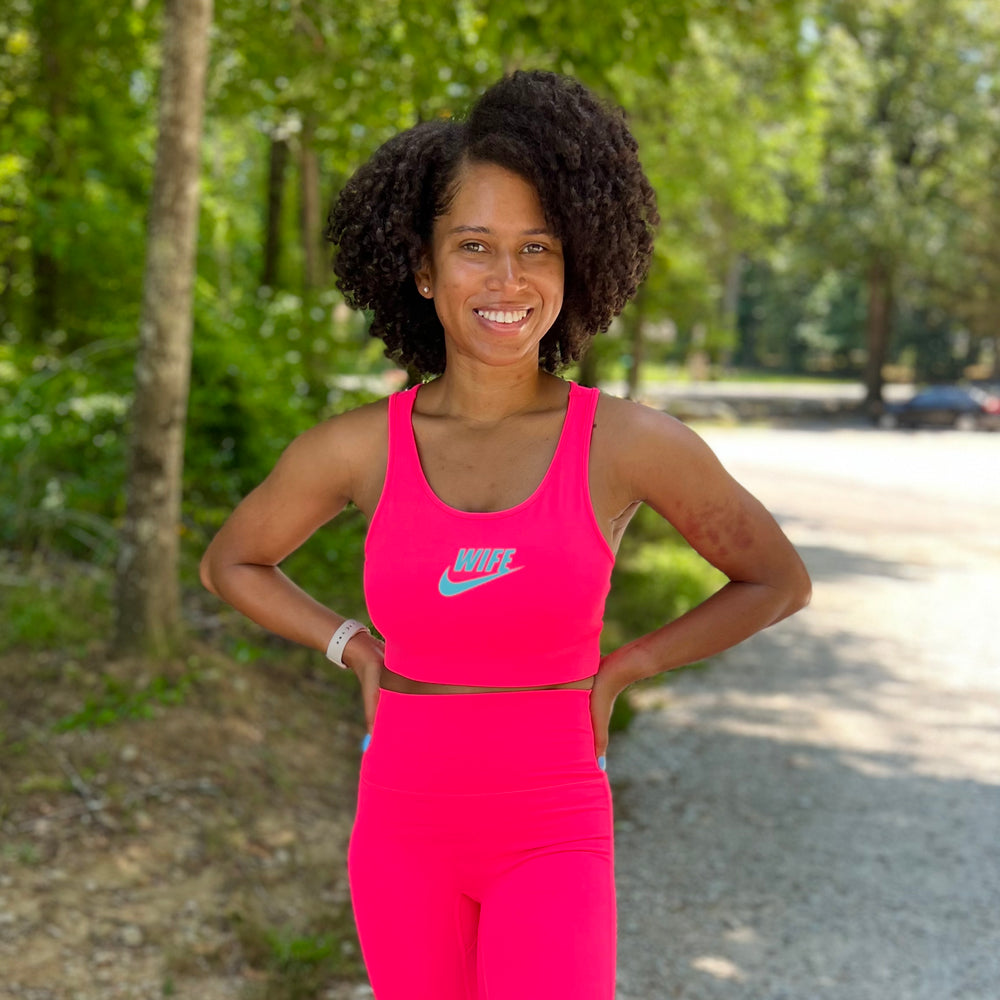 CORAL FUSCHIA ATHLETIC RACERBACK CROP TOP ONLY