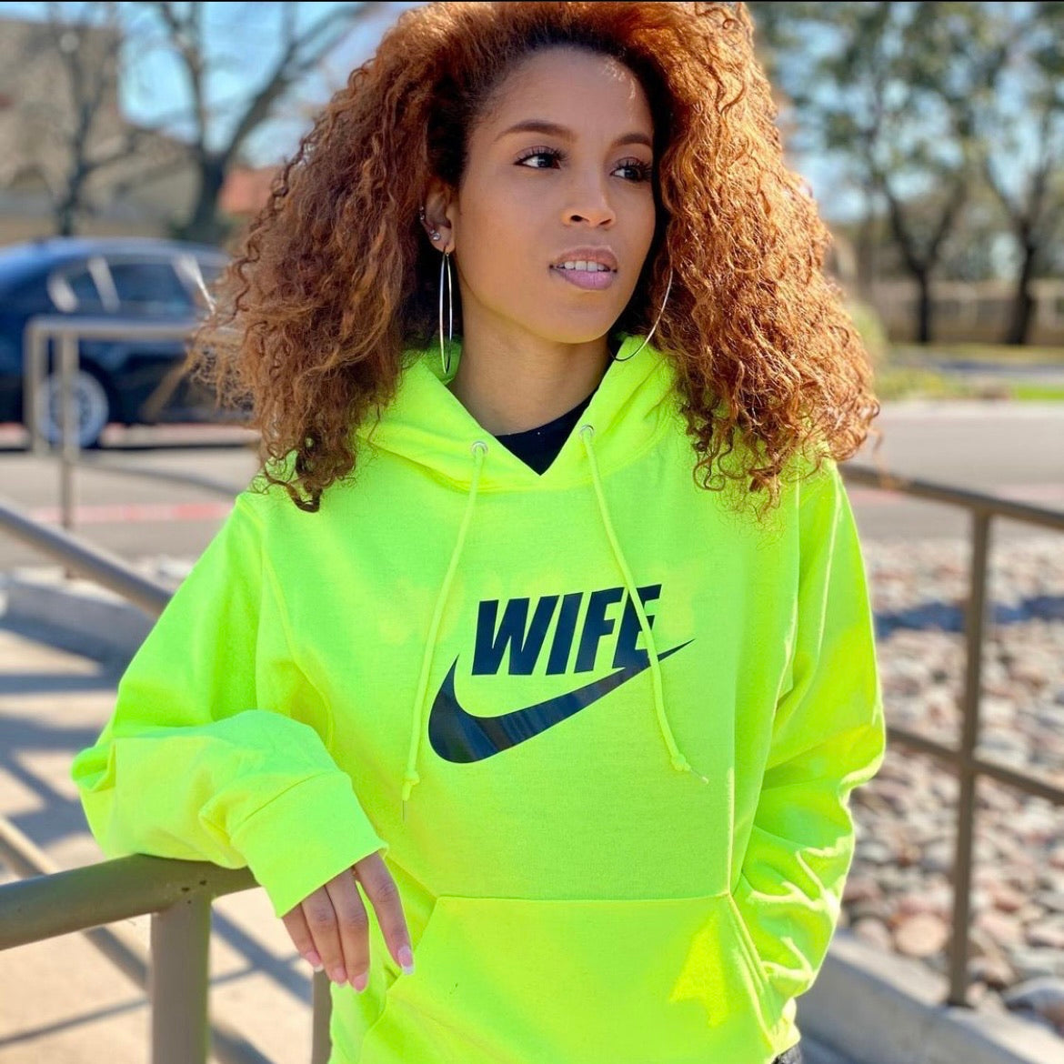 HIGHLIGHTER GREEN WIFE SPORT HOODIE