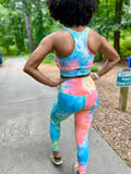 NEON GREEN/BLUE ATHLETIC LEGGINGS ONLY