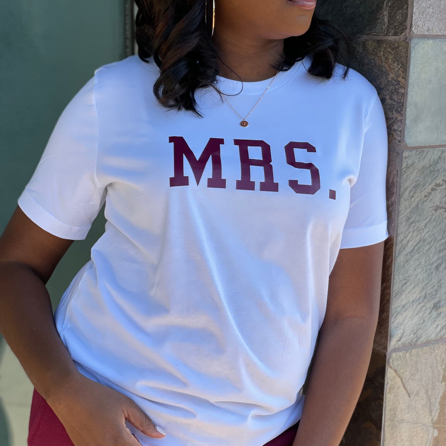 WHITE/MAROON MRS. TEE ONLY