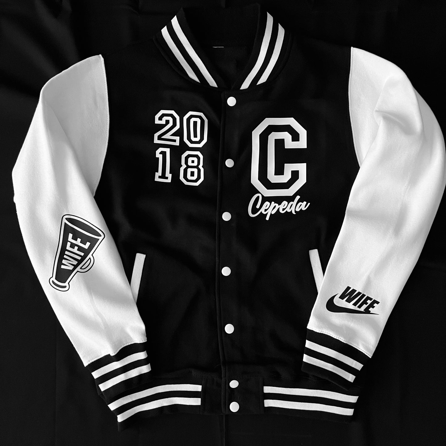 CUSTOM BLACK LETTERMAN WIFE JACKET