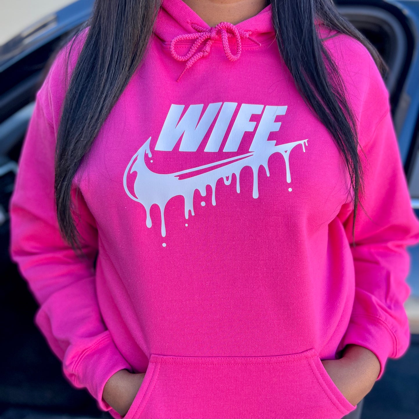 PURTY PINK/WHITE WIFE DRIP HOODIE